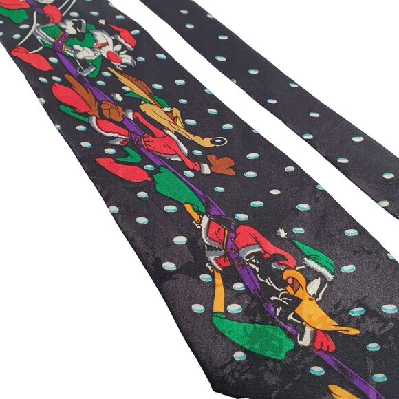 Looney Tunes Mania Christmas Mens Necktie Tie Sylvester Daffy Coyote Bugs - Picture 2 of 5